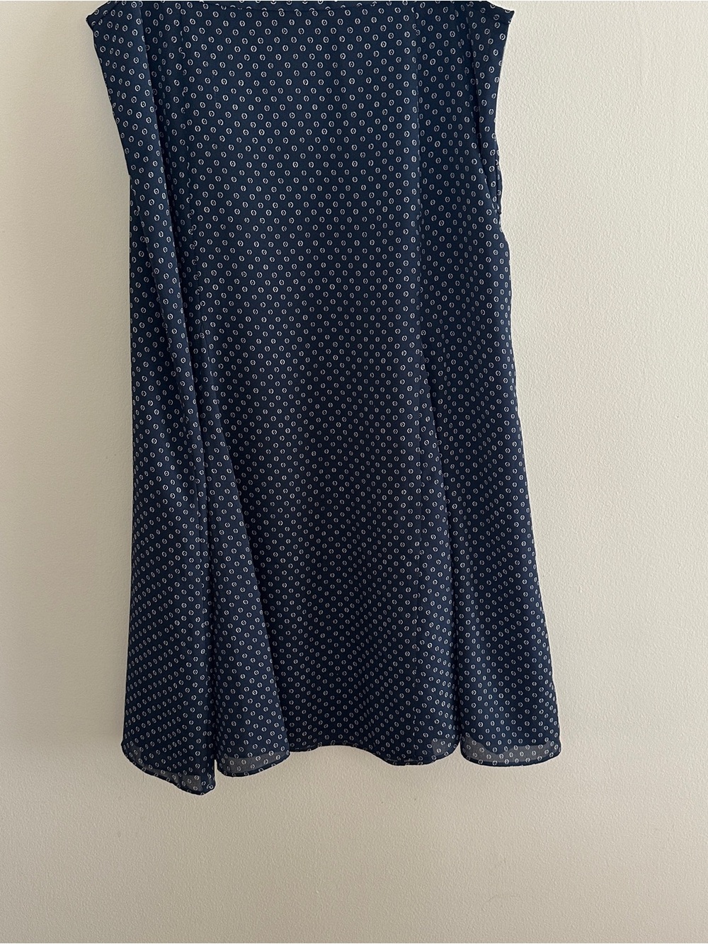 Villager Navy Blue Printed A-Line Lined Midi Women's Skirt, Sz 14